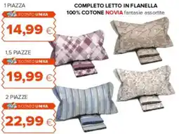 Oasi Completo letto in flanella 100% cotone novia offerta