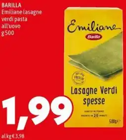 MEGA BARILLA Emiliane lasagne verdi pasta all'uovo offerta