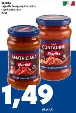 MEGA BARILLA ragù alla Bolognese, Contadina, sugo Amatriciana offerta