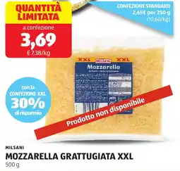 ALDI Milsani mozzarella grattugiata XXL offerta
