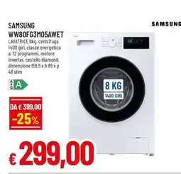 Famila SAMSUNG WW80FG3M05AWET offerta