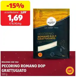 ALDI Regione che vai pecorino romano dop grattugiato offerta