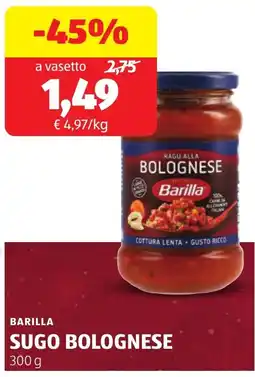 ALDI Barilla sugo bolognese offerta