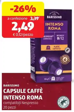 ALDI Barissimo capsule caffè intenso roma offerta