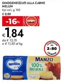 Bennet Omogeneizzati alla carne MELLIN offerta