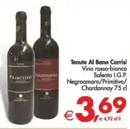 Deco Supermercati Tenute Al Bano Carrisi Vino rosso-bianco Salento I.G.P. Negroamaro/Primitivo/ Chardonnay offerta