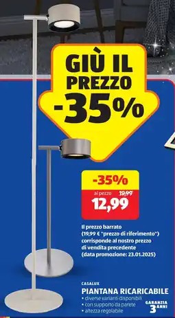 ALDI Casalux piantana ricaricabile offerta