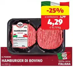 ALDI Il podere hamburger di bovino offerta