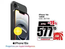 MediaWorld iPhone 16e 128GB offerta