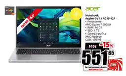MediaWorld acer Notebook Aspire Go 15 AG15-42P offerta