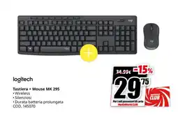 MediaWorld logitech Tastiera + Mouse MK 295 offerta