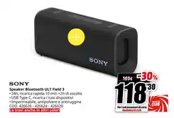 MediaWorld SONY Speaker Bluetooth ULT Field 3 offerta