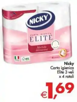 Deco Supermercati Nicky Carta igienica Elite 3 veli x4 rotoli offerta