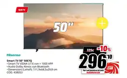 MediaWorld Hisense Smart TV 50" 50E7Q offerta