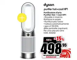 MediaWorld dyson Purificatore d'aria Purifier Hot + Cool HP1 offerta