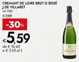 Bennet Cremant de loire brut o rosè J.DE VILLARET offerta