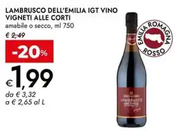 Bennet Lambrusco dell'emilia igt vino VIGNETI ALLE CORTI offerta