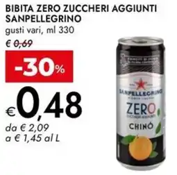 Bennet Bibita zero zuccheri aggiunti SANPELLEGRINO offerta