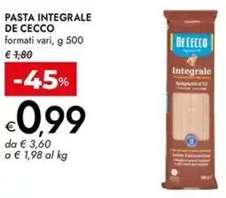 Bennet Pasta integrale DE CECCO offerta