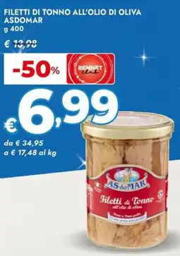 Bennet Filetti di tonno all'olio di oliva ASDOMAR offerta