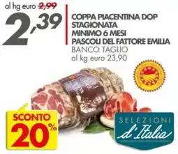 Italmark Coppa piacentina dop stagionata minimo 6 mesi pascoli del fattore emilia offerta