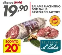 Italmark Salame piacentino dop emilia PASCOLI DEL FATTORE offerta