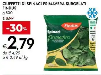Bennet Ciuffetti di spinaci primavera surgelati FINDUS offerta