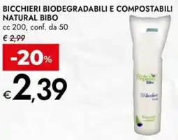 Bennet Bicchieri biodegradabili e compostabili NATURAL BIBO offerta