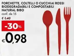 Bennet Forchette, coltelli o cucchiai rossi biodegradabili e compostabili NATURAL BIBO offerta