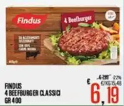 Supermercati EffePiù Findus 4 beefburger classici offerta