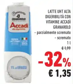 Conad Superstore Latte uht alta digeribilità con vitamine accadì GRANAROLO offerta