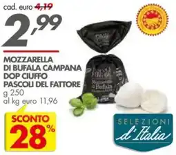 Italmark Mozzarella di bufala campana dop ciuffo PASCOLI DEL FATTORE offerta