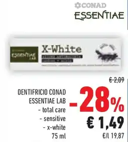 Conad Superstore Dentifricio conad ESSENTIAE LAB offerta