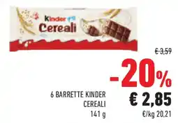 Conad Superstore 6 barrette kinder CEREALI offerta