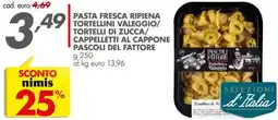 Italmark Pasta fresca ripiena tortellini valeggio/ tortelli di zucca/ cappelletti al cappone PASCOLI DEL FATTORE offerta