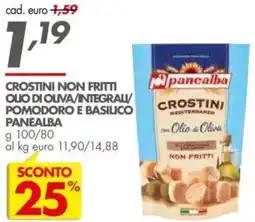 Italmark Crostini non fritti olio di oliva/integrali/ pomodoro e basilico PANEALBA offerta