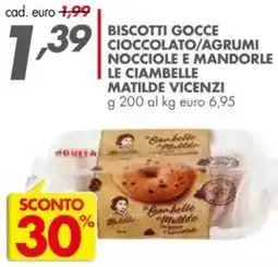 Italmark Biscotti gocce cioccolato/agrumi nocciole e mandorle le ciambelle matilde vicenzi offerta