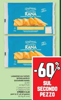 Pam Lasagne all'uovo sfogliavelo GIOVANNI RANA offerta
