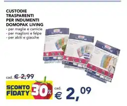 Esselunga CUSTODIE TRASPARENTI PER INDUMENTI DOMOPAK LIVING offerta