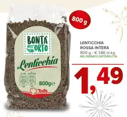 Todis BONTA DELL'ORTO Lenticchia rossa intera offerta