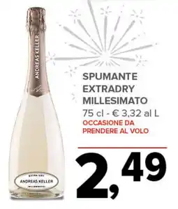 Todis Spumante extradry millesimato ANDREAS KELLER offerta