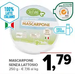 Todis SOLOSANO Mascarpone senza lattosio offerta