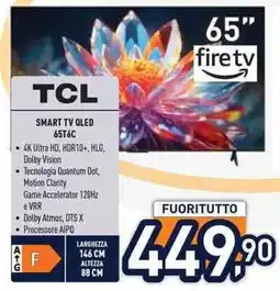 Unieuro TCL SMART TV QLED 65T6C offerta