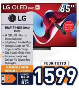 Unieuro LG SMART TV OLED EVO AI 65C55 offerta