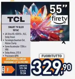 Unieuro TCL SMART TV QLED 55T6C offerta