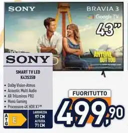 Unieuro SONY SMART TV LED K43535B offerta