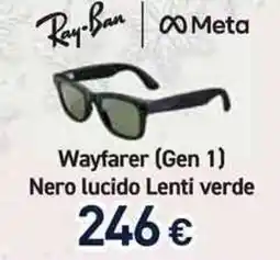 Unieuro Ray-Ban Wayfarer (Gen 1) Nero lucido Lenti verde offerta