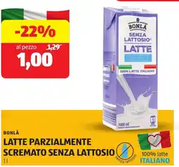 ALDI Bonlà latte parzialmente scremato senza lattosio offerta