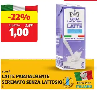 Bonlà latte parzialmente scremato senza lattosio