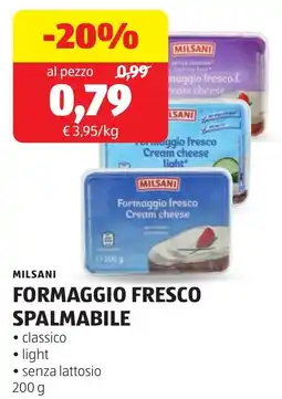 ALDI Milsani formaggio fresco spalmabile offerta